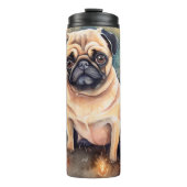 Halloween Pug met pompoenen eng Thermosbeker (Voorkant)