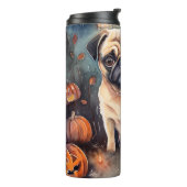 Halloween Pug met pompoenen eng Thermosbeker (Gedraaid links)