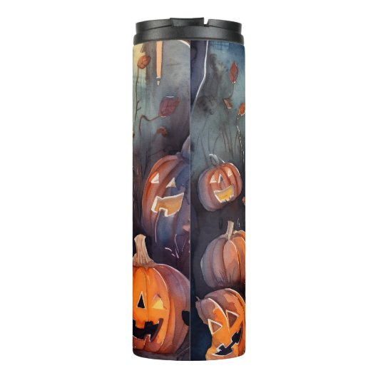 Halloween Pug met pompoenen eng Thermosbeker (Achterkant)