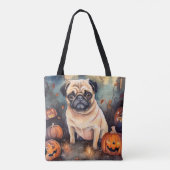 Halloween Pug met pompoenen eng Tote Bag (Achterkant)