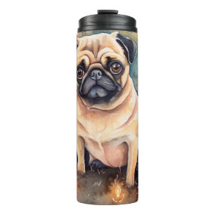 Halloween-pug met pompoenen griezelig thermosbeker