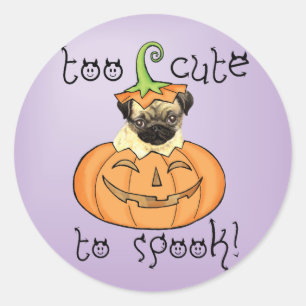 Halloween Pug Ronde Sticker