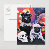 Halloween - Pug - Ruffy en Lola Briefkaart (Voorkant / Achterkant)