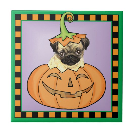 Halloween Pug Tegeltje (Voorkant)