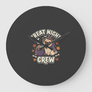 Halloween Pug Traktatie Nacht Grote Klok