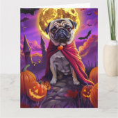 Halloween Pug Vampier Pompoenen Griezelen  Kaart (Voorkant)
