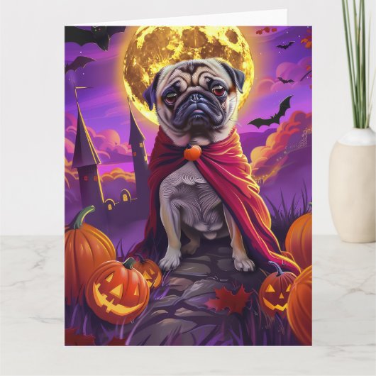 Halloween Pug Vampire Pumpkins eng Kaart (Voorkant)