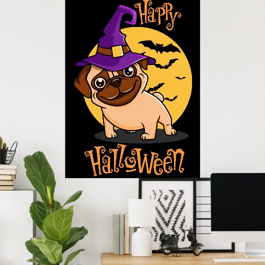 Halloween Puggie Poster (Thuiskantoor)