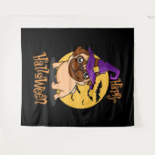 Halloween Puggie Tapijt Wandkleed (Voorkant (horizontaal))