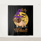 Halloween Puggie Tapijt Wandkleed (Voorkant)