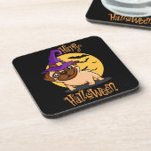 Halloween Puggy Cork-Backed Onderzetters (Linkerzijde)