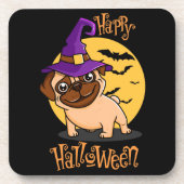 Halloween Puggy Cork-Backed Onderzetters (Voorkant)