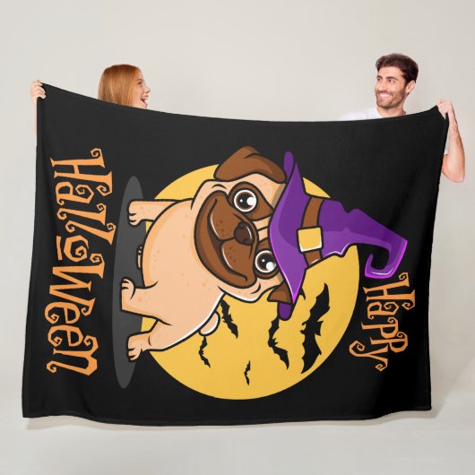 Halloween Puggy Fleece Blanket Deken (In situ)