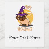 Halloween Puggy Fleslabels Wijn Etiket (Enkel label)