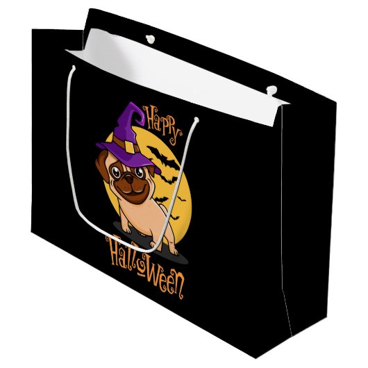 Halloween Puggy Gift Bags Groot Cadeauzakje (Voorkant Gekanteld)