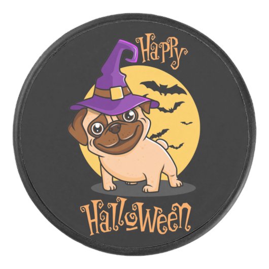 Halloween Puggy Hockey Puck (Voorkant)