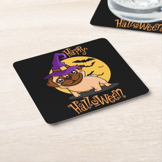 Halloween Puggy Onderzetters (Schuin)