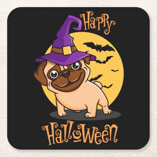 Halloween Puggy Onderzetters (Voorkant)