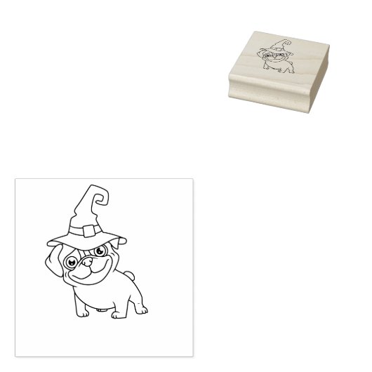Halloween Puggy Stamp Rubberstempel (Gestempeld)