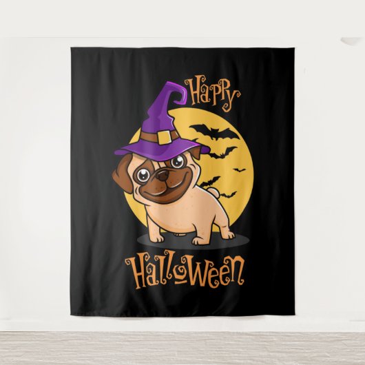 Halloween Puggy Tapestry Wandkleed (Voorkant)