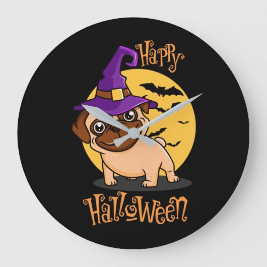 Halloween Puggy Wall klok (Voorkant)