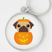 Halloween Pugkin Classic Round Sticker Sleutelhanger (Voorkant)