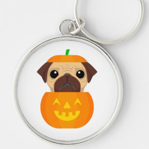 Halloween Pugkin Classic Round Sticker Sleutelhanger