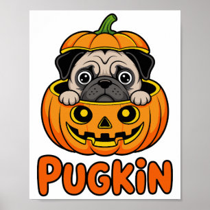 Halloween Pugkin, Pompoen Pughond Poster