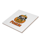 Halloween Pugkin, Pompoen Pughond Tegeltje (Zijkant)