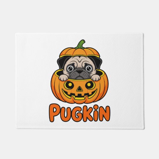 Halloween Pugkin, Pumpkin Pug Dog Deurmat (Voorkant)