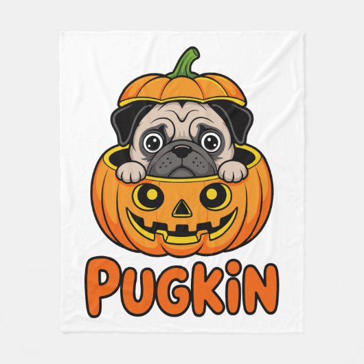 Halloween Pugkin, Pumpkin Pug Dog Fleece Deken (Voorkant)