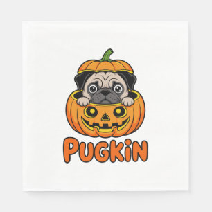 Halloween Pugkin, Pumpkin Pug Dog Servet
