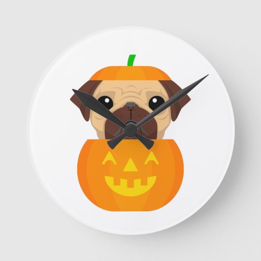 Halloween Pugkin Ronde Klok (Voorkant)