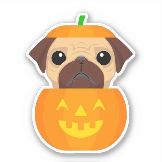 Halloween Pugkin Sticker (Voorkant)