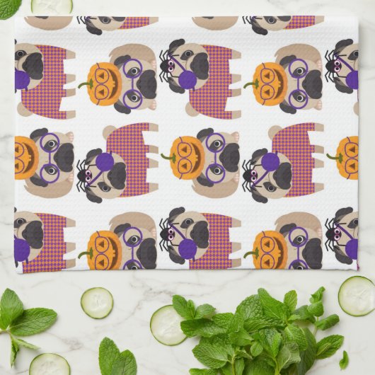 Halloween Pugs 2015 Theedoek (Gevouwen)