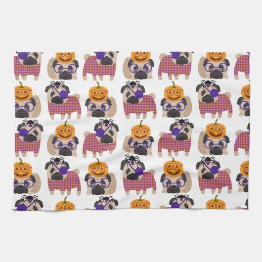 Halloween Pugs 2015 Theedoek (Horizontaal)
