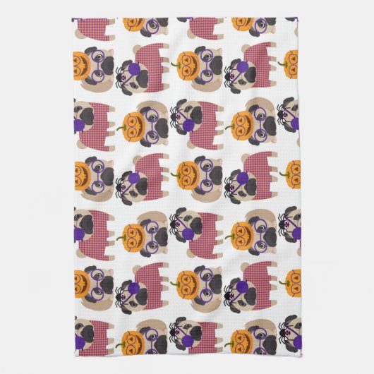 Halloween Pugs 2015 Theedoek (Verticaal)