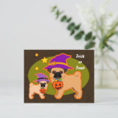 Halloween pugs briefkaart (Staand voorkant)