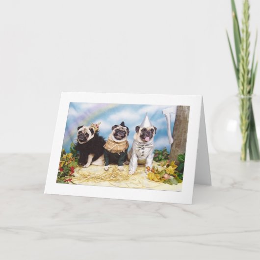 Halloween Pugs Lion Scarecrow Tinman Kaart (Voorkant)