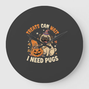 Halloween Pugs Pompoen Behandelingen Grote Klok