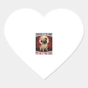Halloween Pugs-shirt met griezelige begraafplaats Hart Sticker