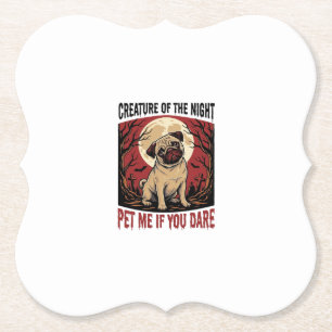 Halloween Pugs-shirt met griezelige begraafplaats  Kartonnen Onderzetters
