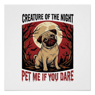 Halloween Pugs-shirt met griezelige begraafplaats Perfect Poster
