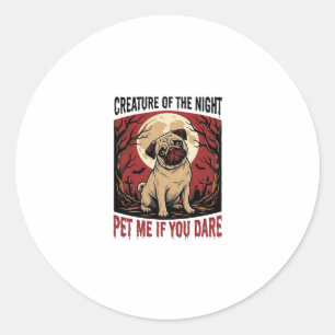 Halloween Pugs-shirt met griezelige begraafplaats Ronde Sticker