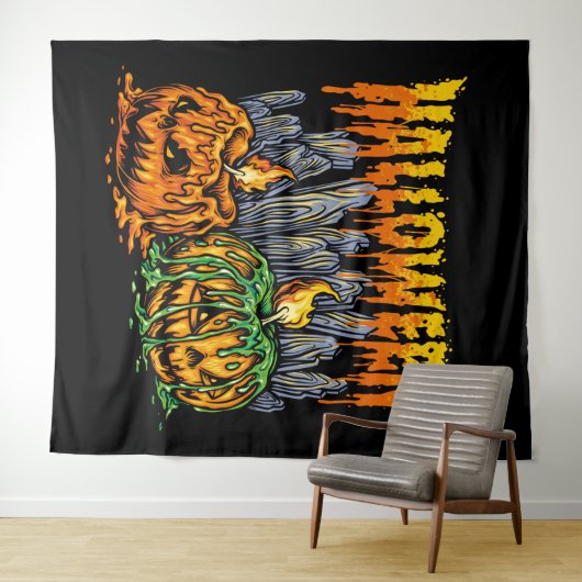 Halloween Pumkin achtergrond Wandkleed (In Situ (horizontaal))