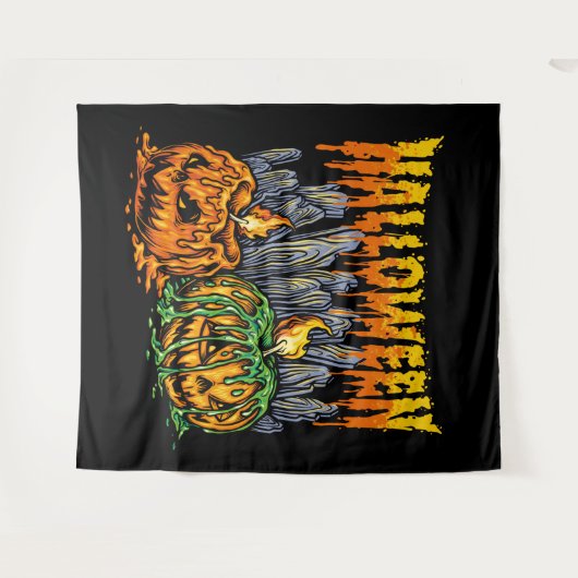 Halloween Pumkin achtergrond Wandkleed (Voorkant (horizontaal))