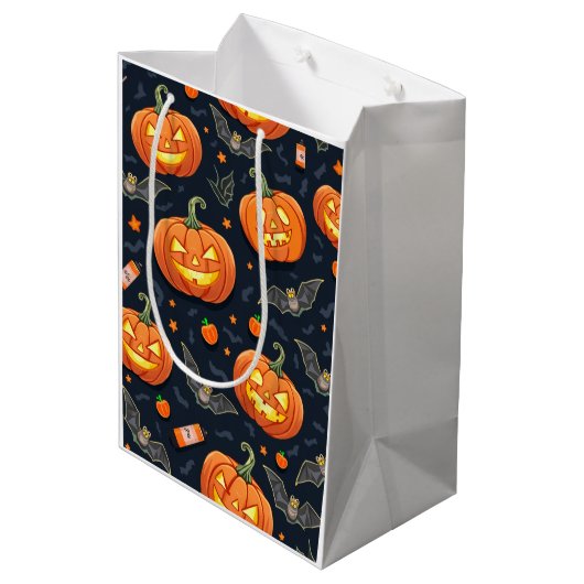 Halloween Pumkin Gift Bag Medium Cadeauzakje (Achterkant Gekanteld)