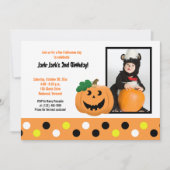 Halloween Pumpkin 5x7 Photo Birthday Invitation Kaart (Voorkant)