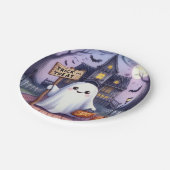 Halloween Pumpkin and Ghost  Papieren Bordje (Gekanteld)