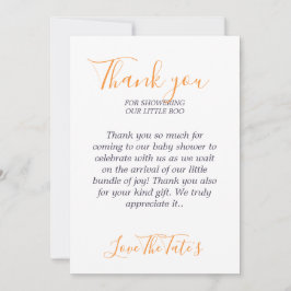 Halloween Pumpkin Animals Little Boo Baby shower Bedankkaart